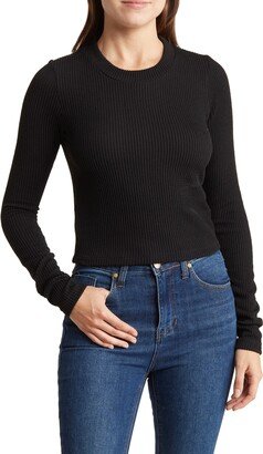 Renee C Long Sleeve Ribbed Crop Top