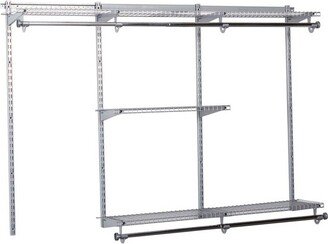 Configurations 3-6 Feet Expandable Hanging and Shelf Space Custom DIY Closet Organizer Kit, Titanium (2 Pack)