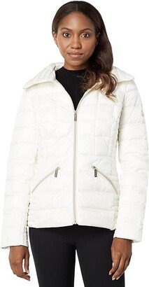 Short Box Quilt Packable Down Jacket M825223E74 (Bone) Women's Clothing