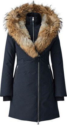 Trish Powder Touch Down Coat With Natural Fur Signature Collar