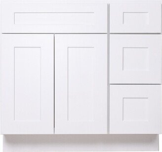 36 Inch Bathroom Vanity, White Shaker Cabinet, Vanity With Drawers, Single Sink Cabinet - In. Wide X 34.5 High 21 Deep