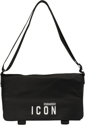 Icon Logo-Printed Foldover-Top Shoulder Bag