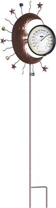 Flag Beautiful Moon and Stars Thermometer Garden Stake - 46 x 1 x 12.5 Inches