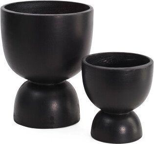 TJMAXX Set Of 2 Fiber Clay Pedestal Planters