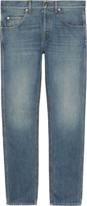 Tapered-Leg Stonewashed Jeans