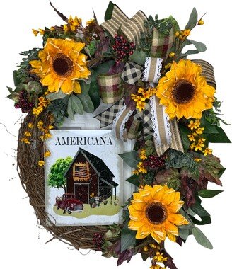 Sunflower Wreath For Front Double Door