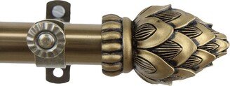 InStyleDesign Lotus Adjustable Antique Brass Curtain Rod with Finial