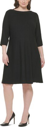 Plus Size 3/4-Sleeve Textured Knit Dress