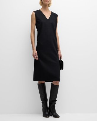 Sleeveless Wool Jersey Knee-Length Dress