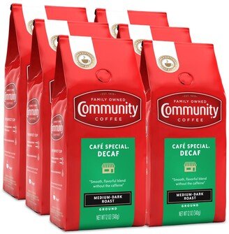 Community Coffee Cafe Special Decaf Medium-Dark Roast Premium Ground Coffee, 12 Oz - 6 Pack