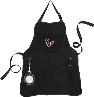 Houston Texans Black Grill Apron- 26 x 30 Inches Durable Cotton with Tool Pockets and Beverage Holder