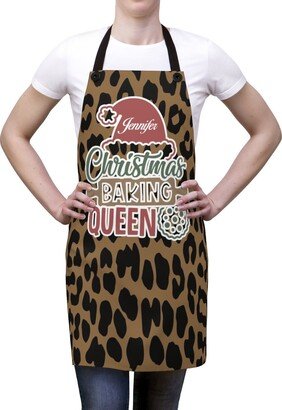 Personalized Cookie Baking Queen Apron, Christmas Holiday Aprons For Women, Leopard Print Aprons, Adult