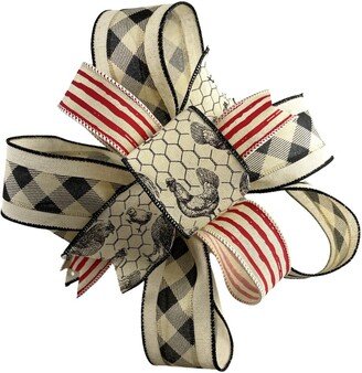 Farmhouse Chicken Bow, Accent Swag Wire Wreath Tiered Tray Mailbox Door Hanger Bow