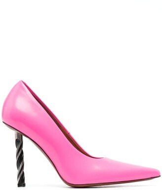 Drill-Heel Leather Pumps