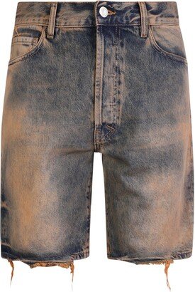 Bleached Effect Distressed Denim Shorts