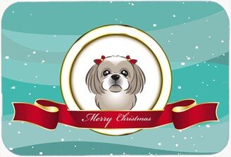 BB1560LCB Gray Silver Shih Tzu Merry Christmas Glass Cutting Board