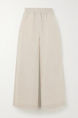 Cropped Linen Wide-leg Pants - Neutrals