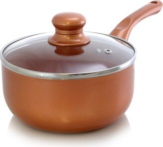 2 Qt. Copper Colored Ceramic Coated Saucepan with glass lid