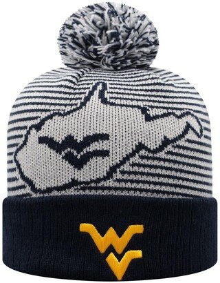 Men's Navy West Virginia Mountaineers Line Up Cuffed Knit Hat with Pom