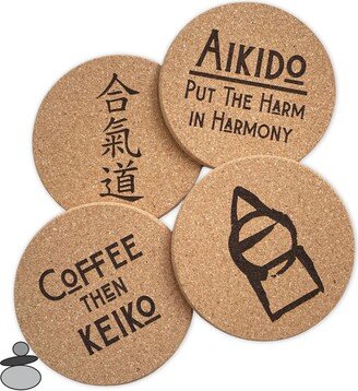 Aikido Coaster Set, Gift Idea, For Sensei, Engraved Cork