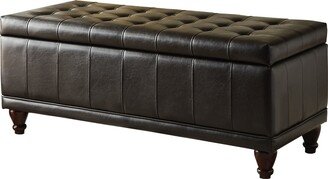 Faux Leather Lift Top Storage Bench with Tufted Accents