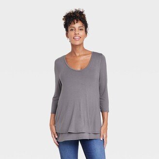 Isabel Maternity by Ingrid & Isabel 3/4 Sleeve Scoop Neck Nuring Maternity T-Shirt - Iabel Maternity by Ingrid & Iabel™ XL