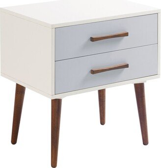 Jeremy 26 High Wood Leg Storage Nightstand - White, Gray