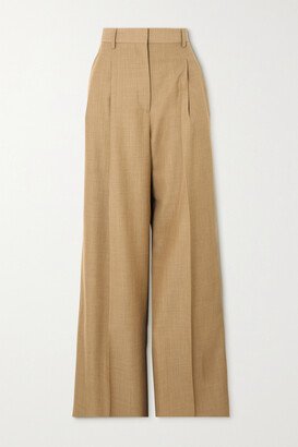 Pleated Wool-blend Straight-leg Pants - Neutrals