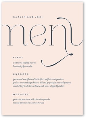 Wedding Menu Cards: Elegant Embellishment Wedding Menu, Pink, 5X7 Flat Menu, Standard Smooth Cardstock, Square