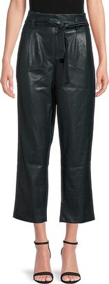 Vegan Leather Cropped Paperbag Pants