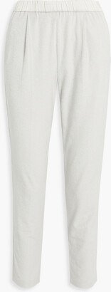 Pleated stretch-silk terry tapered pants