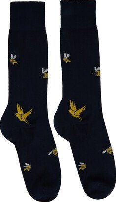 Navy Birds And Bees Socks