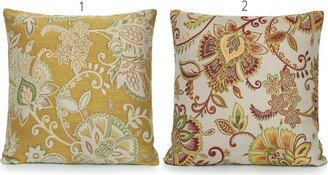 Yellow, Green Floral Woven Decorative Pillow Cover. Accent Throw Pillow, Home Decor.