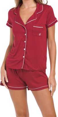 TJMAXX Notch Shorts Set With Piping Detail For Women