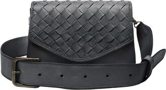 Deux Mains Woven Leather Belt Bag - Black