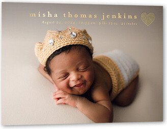 Birth Announcements: Bright Heart Birth Announcement, Gold Foil, White, 5X7, Matte, Personalized Foil Cardstock, Square