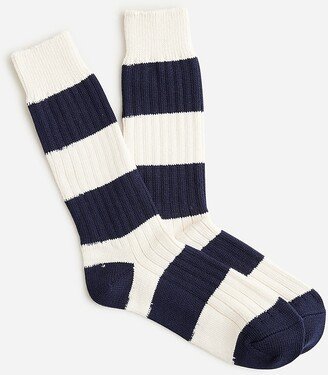 Ribbed cotton-blend crew socks