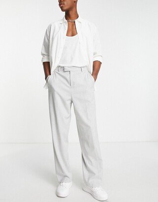 wide leg smart pants in gray-AA