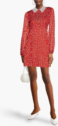 Gathered printed jacquard mini dress