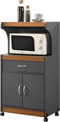 Hodedah Import Microwave Kitchen Cart in Gray Oak - Hodedah-AA