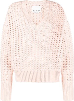 SA SU PHI open-knit V-neck jumper-AA