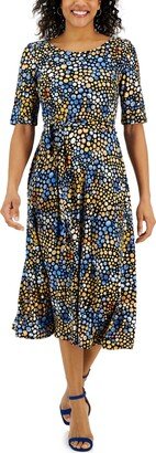 Petite Dot-Print Midi Fit & Flare Dress