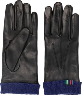 logo-embroidered leather gloves