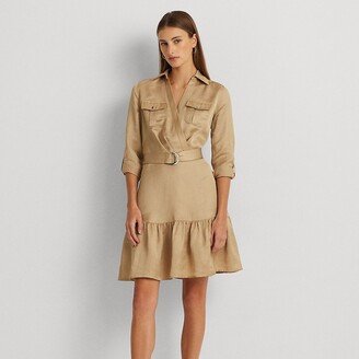 Ralph Lauren Belted Satin Shantung Shirtdress