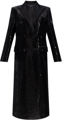 Micro-Sequined Double-Breasted Coat