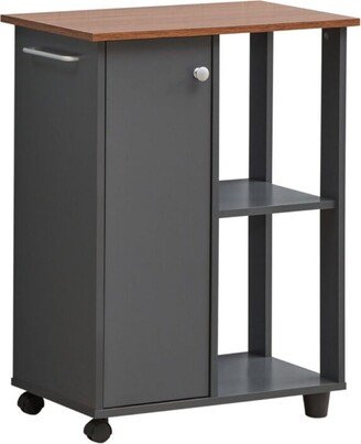 Contemporary Home Living 31.5 Gray and Oak Brown Solid 2 Tier Kitchen Cart