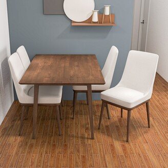 Ashcroft Ana Modern Solid Wood Walnut Dining Table and 4 Chairs Set