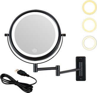 Adair 15 Wall Mounted LED Lighted Makeup Mirror 10X Black