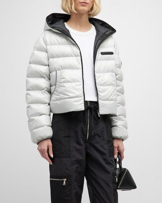 Nere Hooded Puffer Jacket with Logo Patch-AA