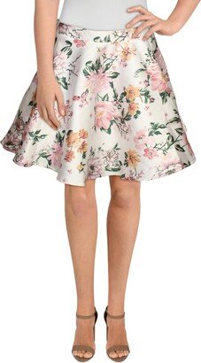 City Studio Juniors Womens Floral Print Mini Flare Skirt